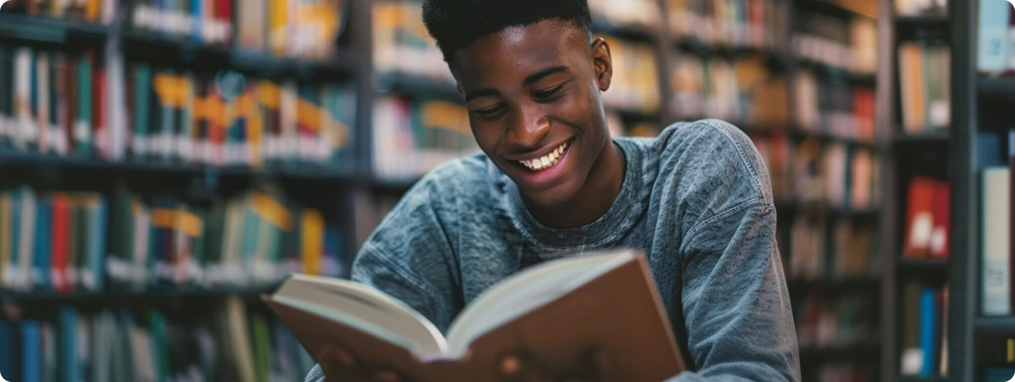 Student who is happy studying