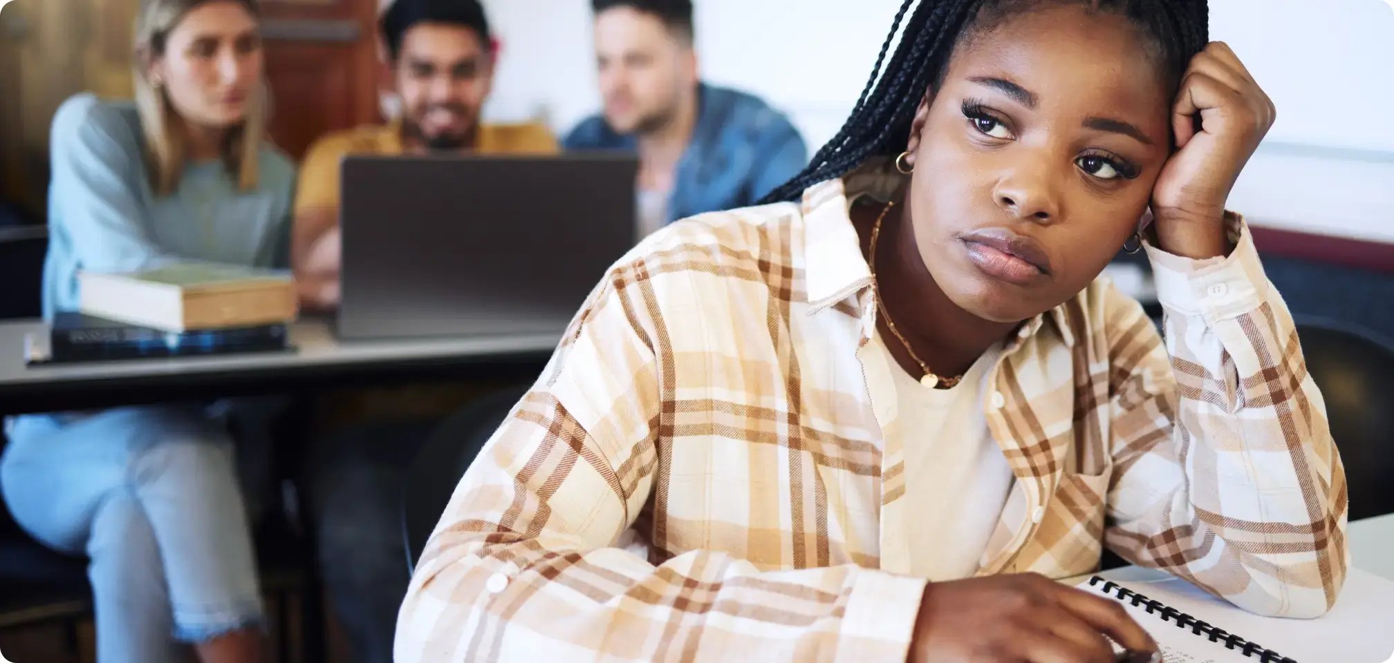 a student looking stressed at school