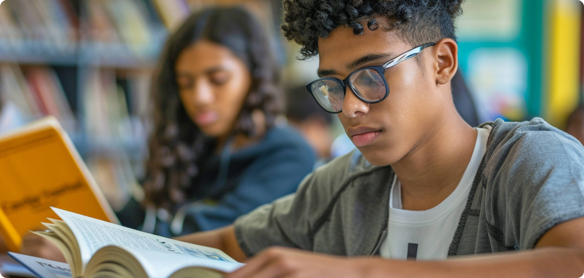 a student studying hard at school looking focused