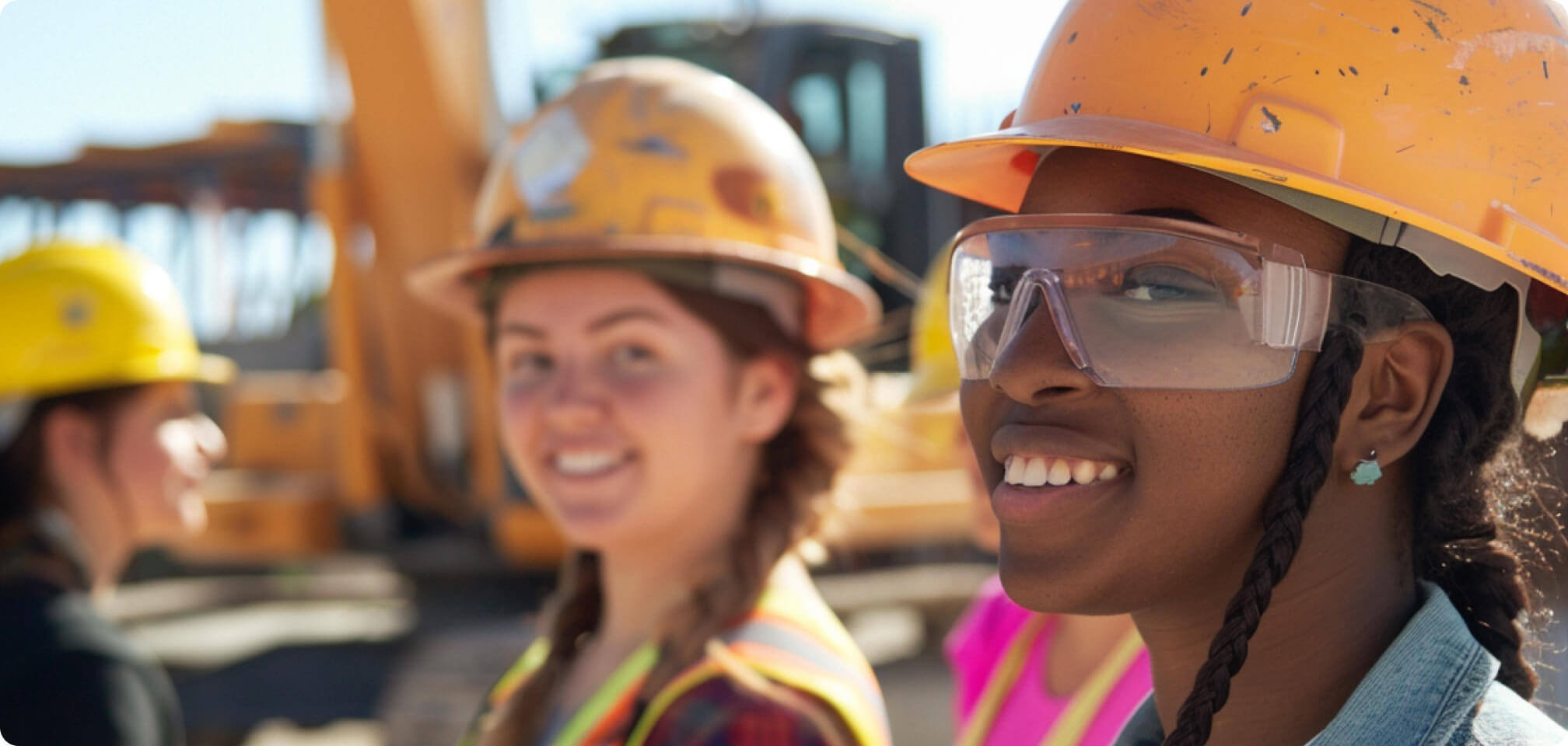 Student working at a construction site