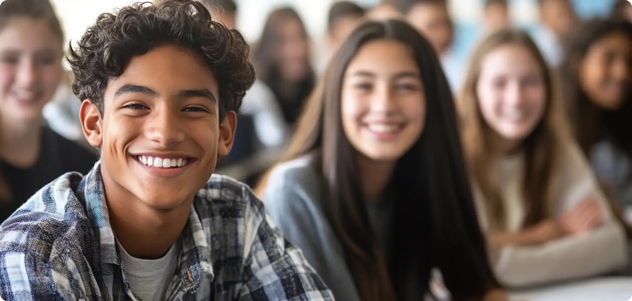 students smiling in classroom