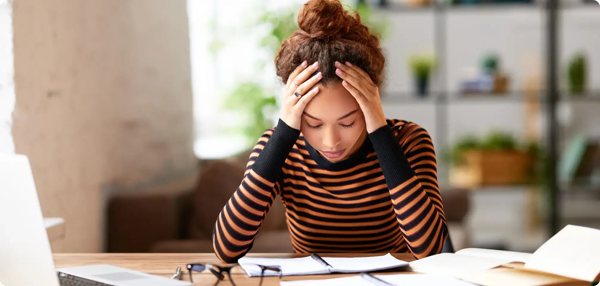 a student looking stressed