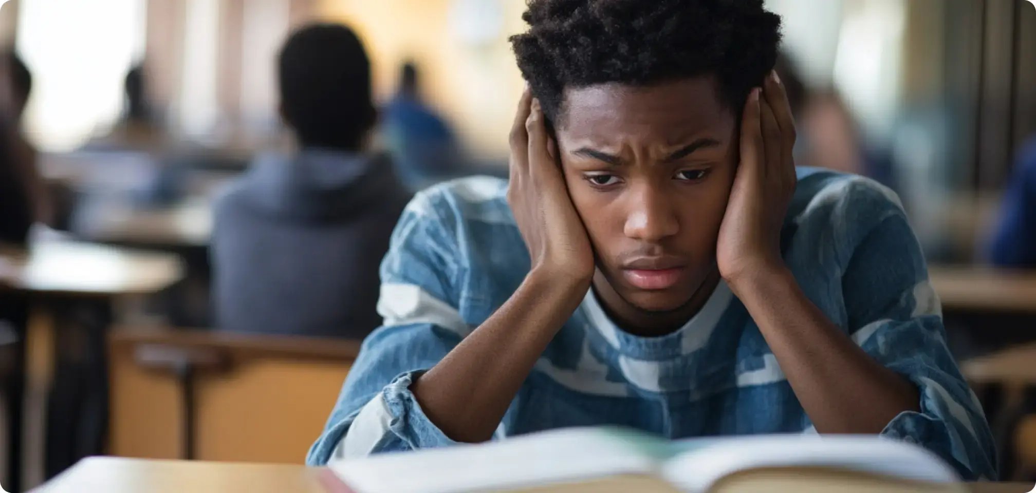 a stressed student studying